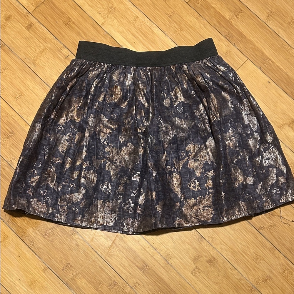 Metallic Black and Gold  A-Line Skirt